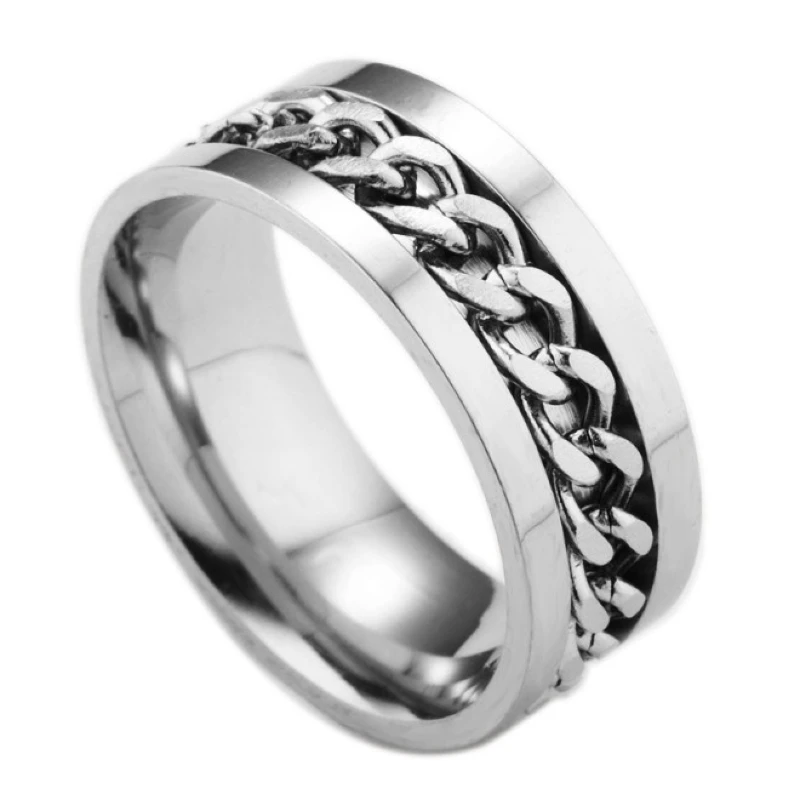 QianBei, 8 мм, вращающаяся цепочка, кольцо для мужчин и женщин, нержавеющая сталь, гибкий Спиннер, звено, повседневные, для мужчин, ювелирное изделие, подарок