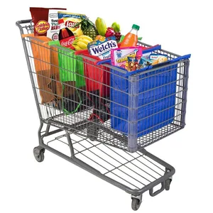 4PCS/Set Shopping Cart Trolley Bags Foldable Reusable Grocery Shopping Bag Eco Supermarket Bag Easy to Use and Heavy Duty