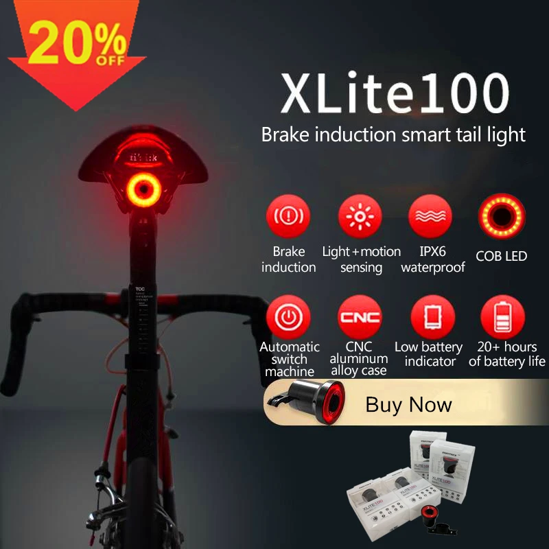 XLITE100 دراجة مصباح الدراجة الخلفي ضوء السيارات بدء/توقف الفرامل الاستشعار IPX6 إضاءة مقاومة للماء شحن الدراجات الضوء الخلفي 2019
