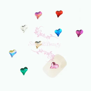 

100pcs/Lot 6X6MM Crooked Heart Shape Flatback Glass Crystal Rhinestones 3D Nail Art Jewelry Handcrafts DIY Decorations Accessory