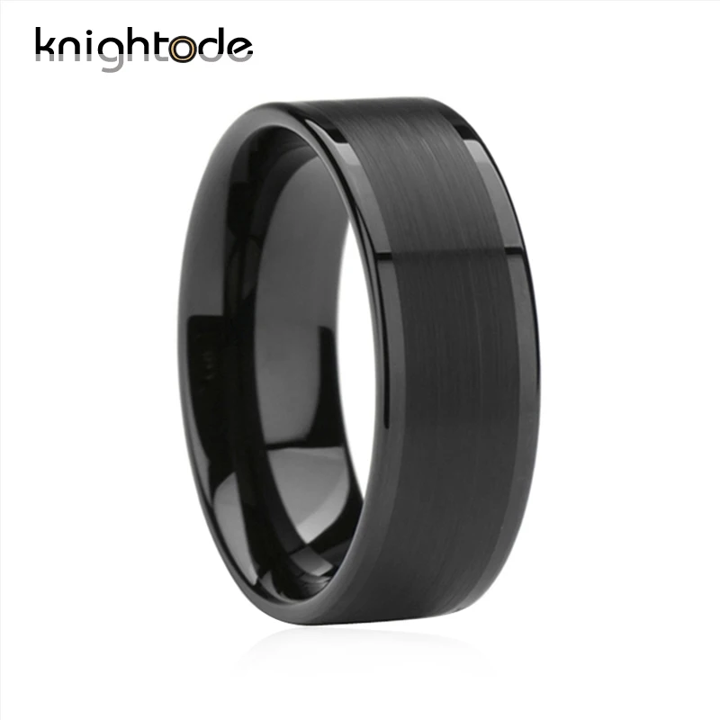 

Knightode Black Men's Brushed Tungsten Carbide Wedding Band Engagement Ring Finger Jewelry For Women Unisex