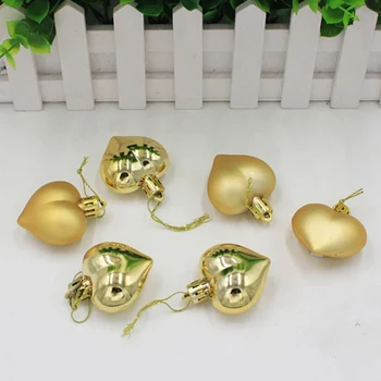 

Natal 6PCS/Pack Heart Christmas Pendant Balls Christmas Tree Decoration XMAS Party Ornaments 2018 Christmas Decorations For Home