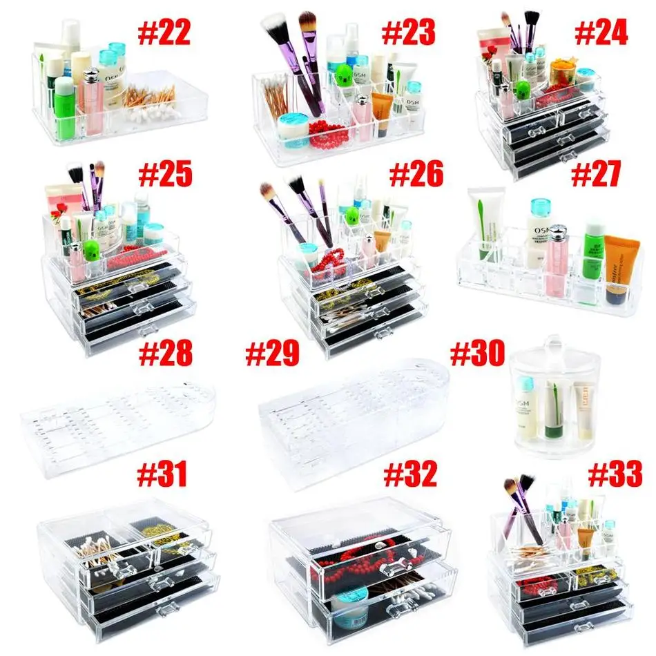 

Cheap Sale 33 styles Applied Cosmetics Organizer Clear Acrylic Make Up Storage Jewelry Case Lipstick Liner Brush Holder Box
