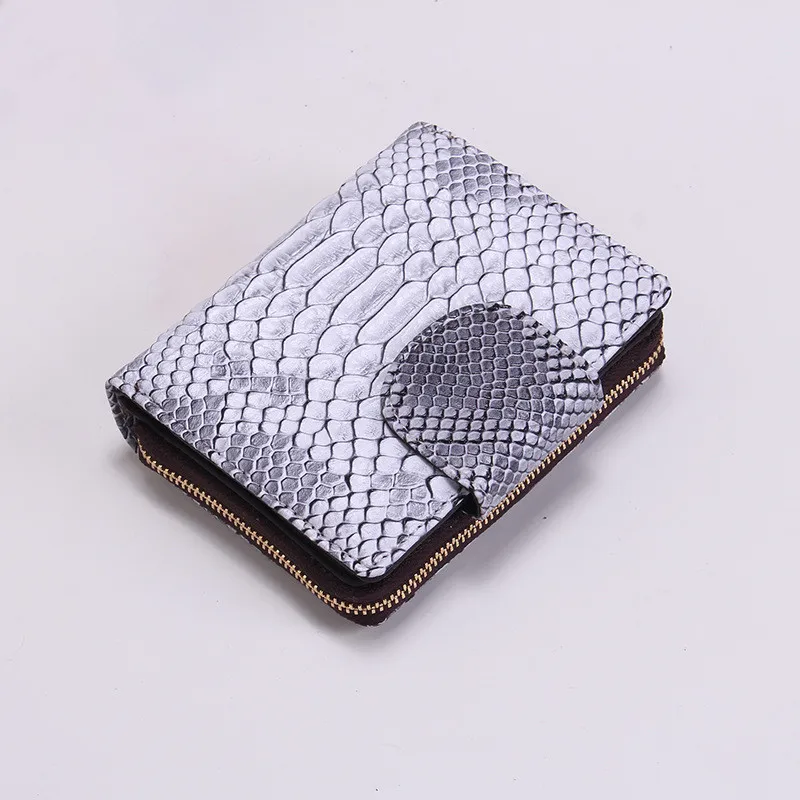  Serpentine Genuine Leather with  Artificial leather Zipper Women Small Wallets Ladies Short Purse Portefeuille Femme Carteira 