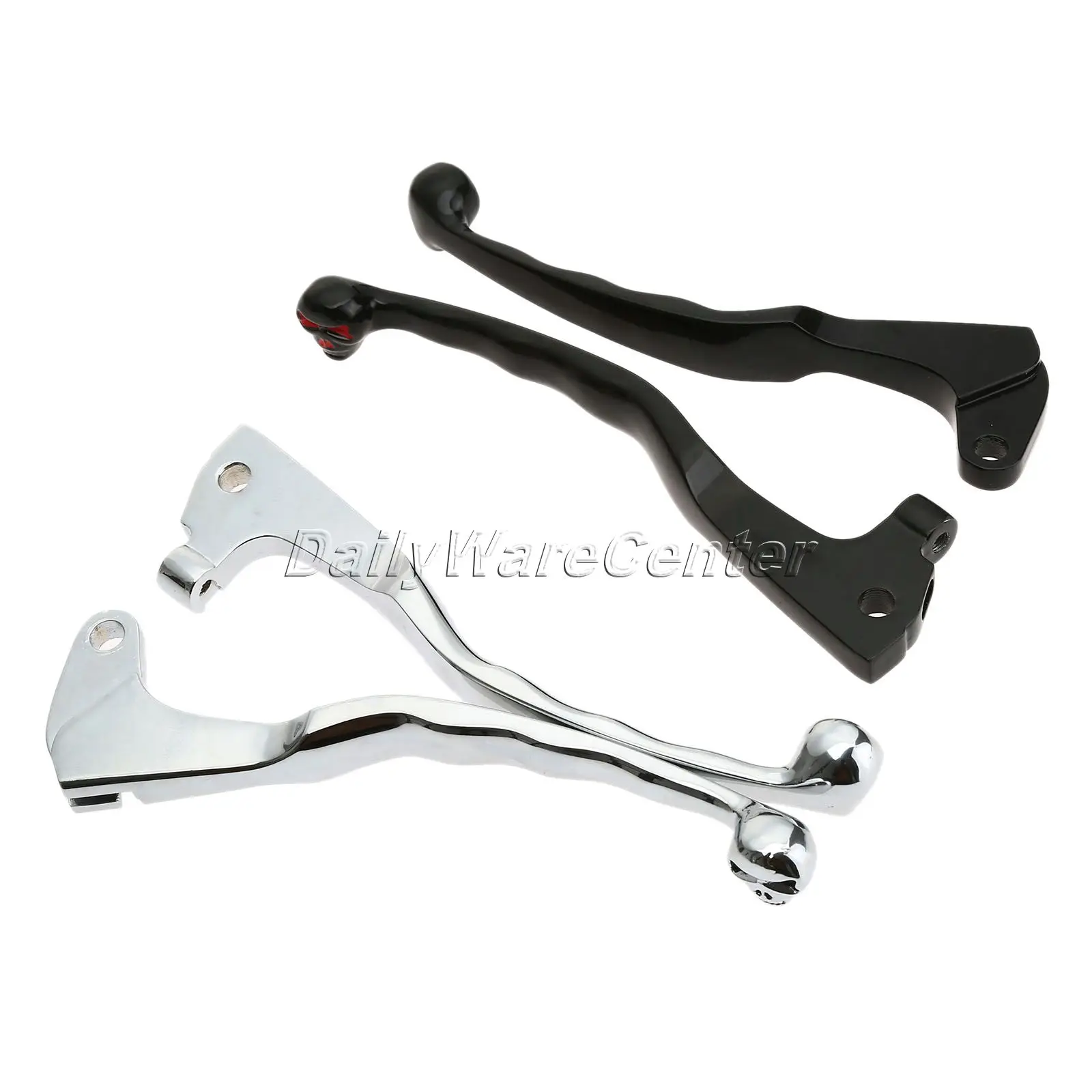 1 Pair Motorcycle Skull Red Eye Brake Clutch Levers Hand Levers For