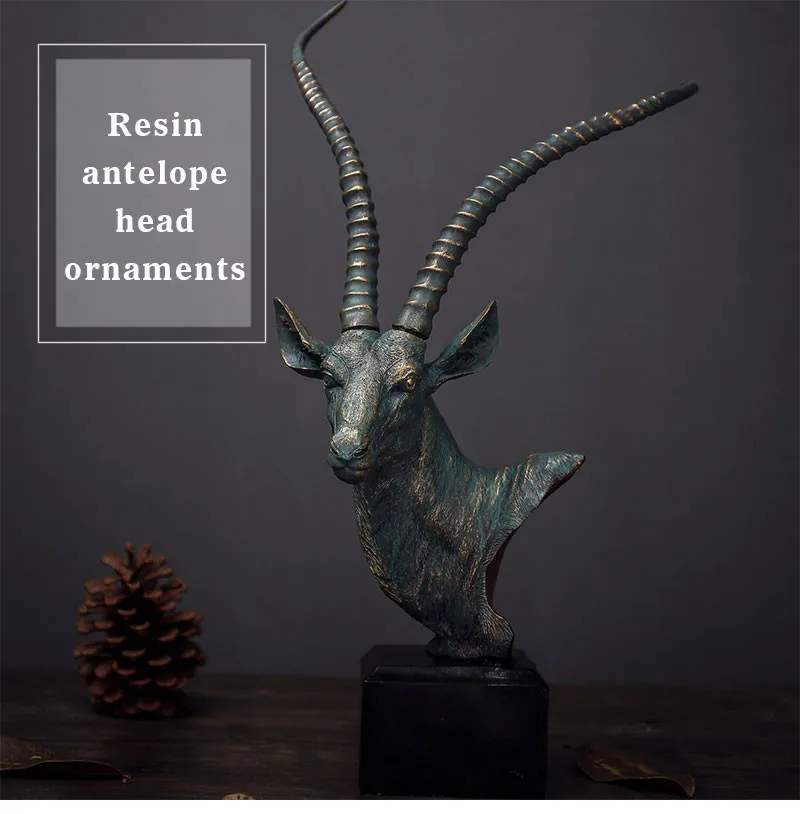 Европейская голова антилопы, модель ручной работы из смолы, домашний декор, миниатюрное украшение для дома, Рождественский Декор, подарок на год