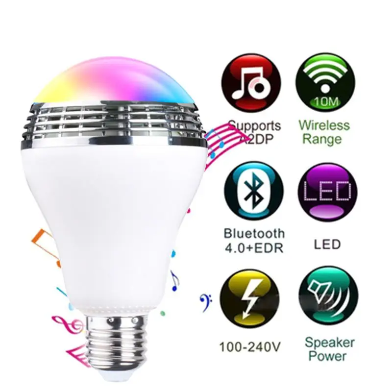 E27 RGB светодиодный Bluetooth динамик лампа с умным приложением дистанционное управление беспроводное подключение освещения для бара клуба