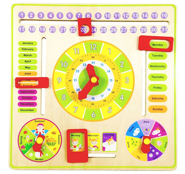 [Best] Multi-function деревянный календарь часы обучение и образование игрушки детские ранние обучающий Интеллектуальный развитие игрушка детский