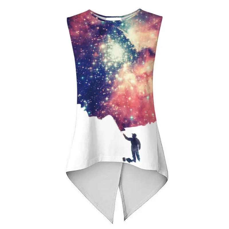 Женские рубашки для йоги с принтом звездного неба, летний спортивный жилет, футболка с крестиком, тренировочная одежда без рукавов, футболки, быстросохнущие топы, блузка - Цвет: BEK 012