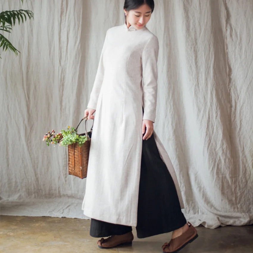 TaFiY Vestidos 2017 зимние платья для женщин Ретро стиль воротник стойка одноцветное