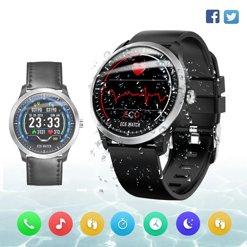 

N58 ECG Smart Watch Men Electrocardiograph ECG Display Holter Heart Rate Monitor Blood Pressure Fitness Tracker 3D UI Multisport