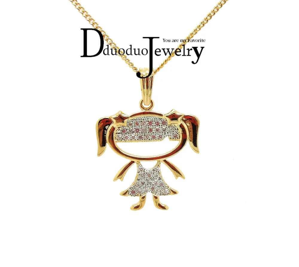 

Charming lovely girl style 18 Gold-Color ladies Classic two color zircon pendant with necklace S-103
