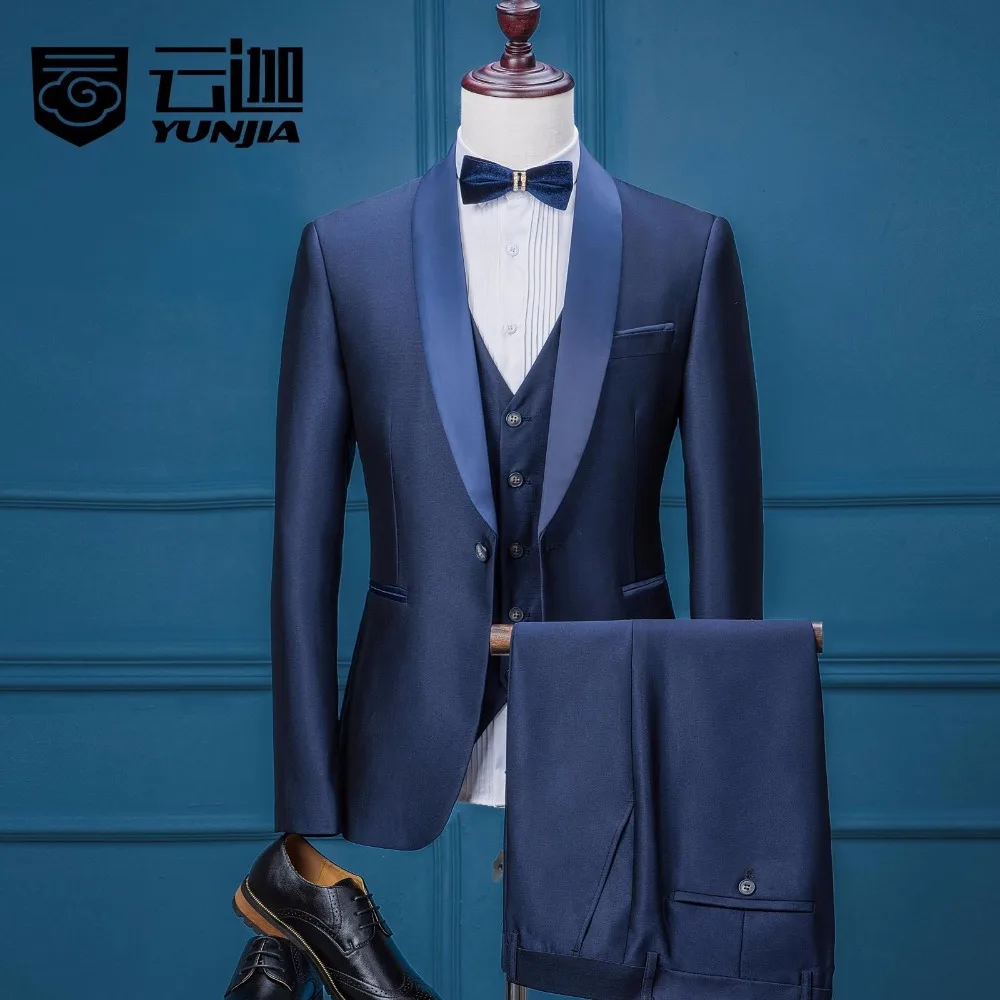 2018 Custom Brand Blue Men Suits Blazers Business Wedding Male Suit