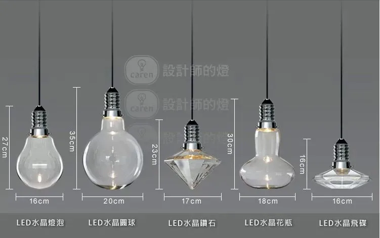 European contemporary and contracted American restaurant bar creative LED single head crystal bulb chandelier
