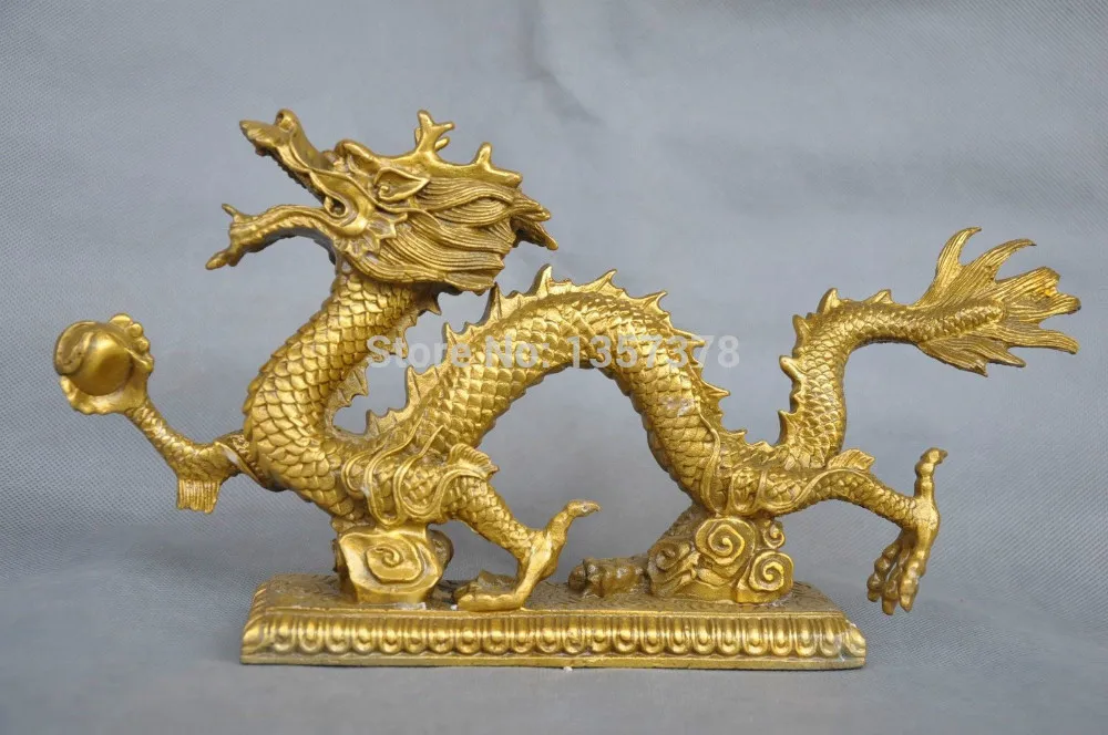 

shitou 00346 13'' China Zodiac Dragon Hold Ball Bronze Statue discount 30% (C0324)