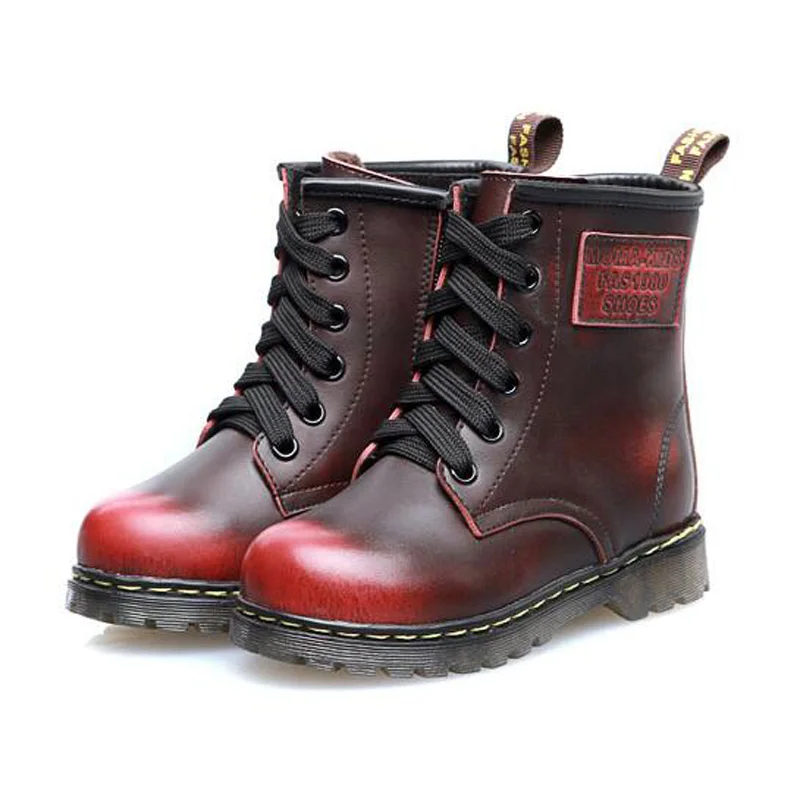 

China top brand autumn winter children boots kids genuine leather shoes high quality shoes girls &boys martin boots