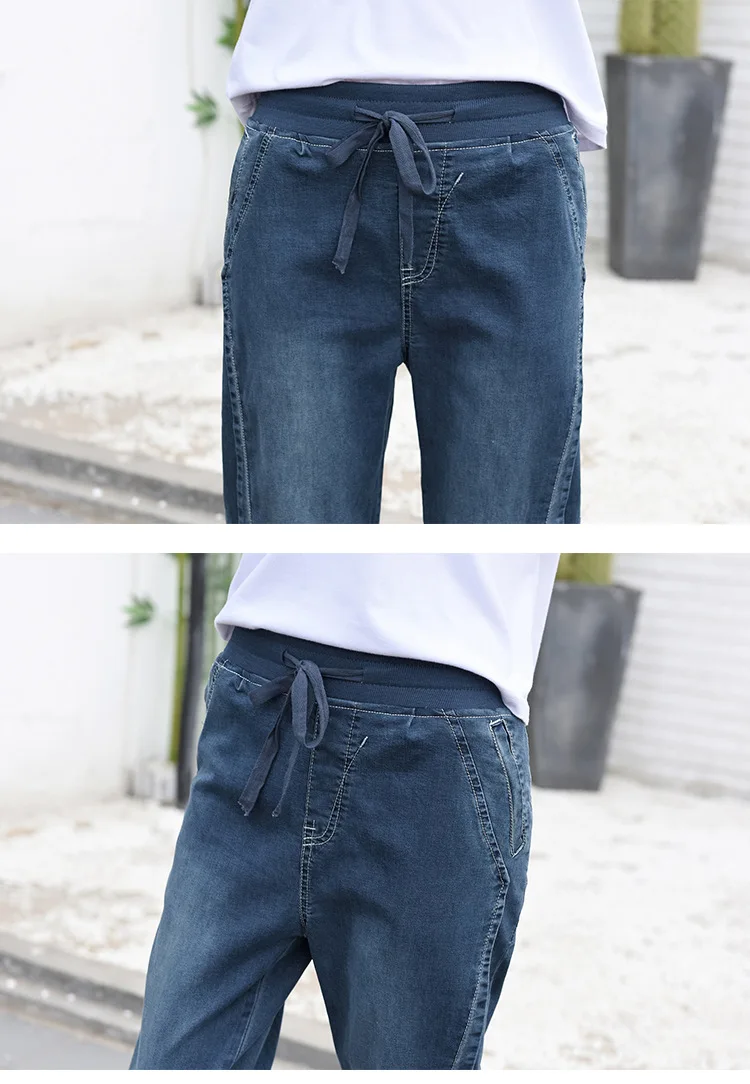 2019 новые 55-110 кг плюс размер джинсы женские средней талии джинсы женские летние джинсы брюки темно-Промытые Свободные хлопчатобумажные