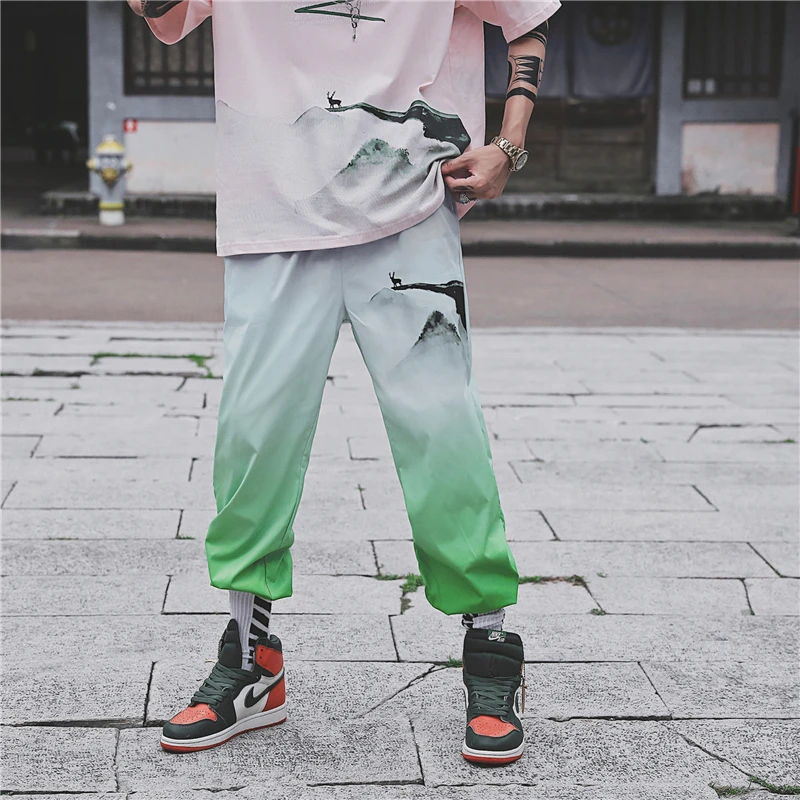 2019 мужские корейские весенние брюки в Корейском стиле, свободные, градиентные, популярные, японские повседневные штаны