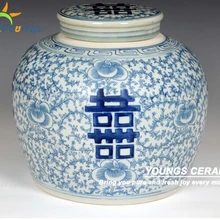 Антиквариат оптом стиль ручная роспись синий и белый керамический фарфоровый двойные банки Happines