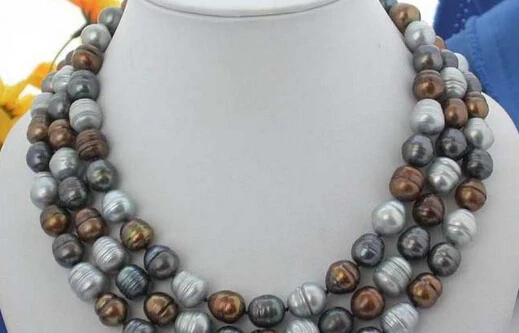 

Jewelr 005447 3ROW multicolor RICE FRESHWATER PEARL NECKLACE