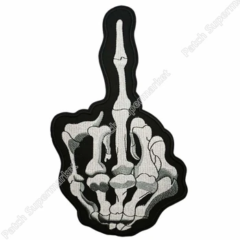 

10" XXL Big Large Middle Finger Embroidered Back Patch Iron On Sew On Motorcycle Biker Vest Leather Jacket Back