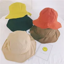 Летняя хлопковая шляпа от солнца для девочек, детские шляпы, Детские кепки от солнца, детское ведро, однотонные шляпы, пляжный навес для маленьких мальчиков и девочек