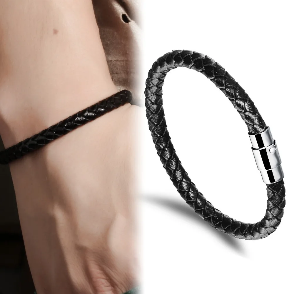 Fashion Retro Black Brown Thin Leather Bracelets Men Women Gift Fashion Retro Black Brown Thin Leather Bracelets Men Women Gift Bracelet 19 20 5 22cm Wristbands Pulseira Masculina Ty956 In Chain Link From