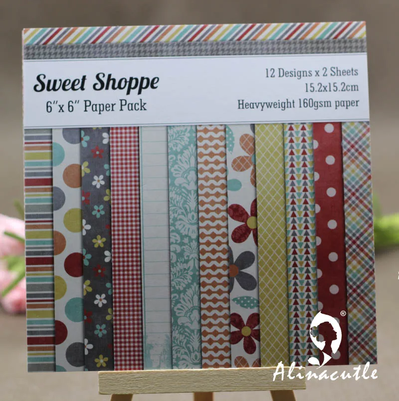 

AlinaCraft 24 sheets 6"X6" patterned paper Scrapbooking paper pack handmade craft paper craft Background pad