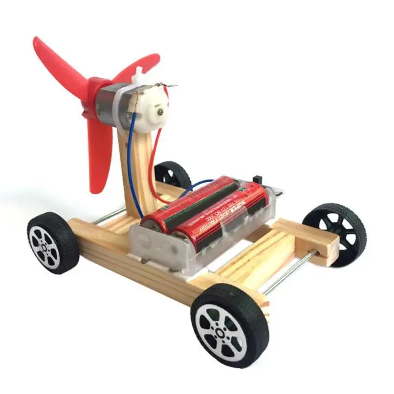 DIY Wooden Wind Car Toys Creative Single wing Wind Car Assembly Model