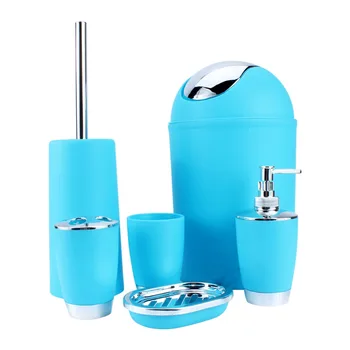 

6Pcs Bathroom Accessory Set Bin Soap Dish Dispenser Toothbrush Holder Cup Hand Sanitizer Bottle Bins Toilet brush