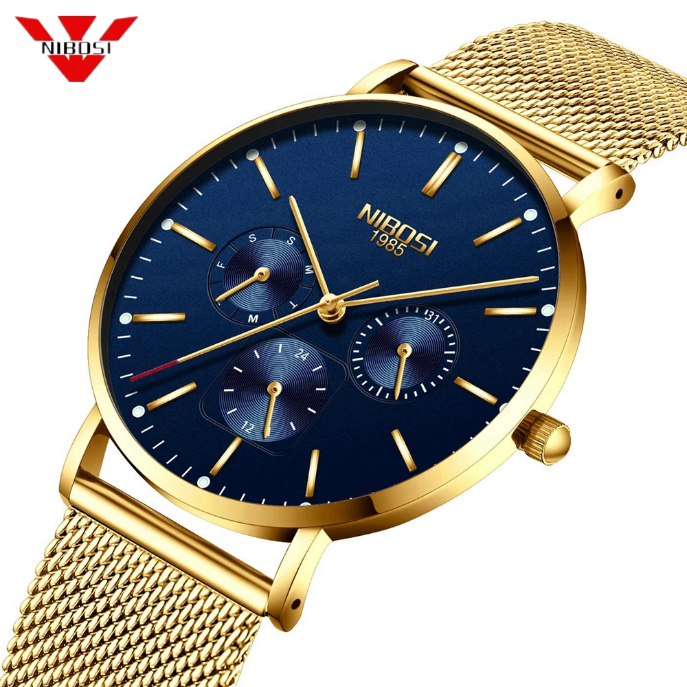 

NIBOSI Top Brand Luxury Watches Men Stainless Steel Ultra Thin Watches Men Classic Quartz Men's Wrist Watch Relogio Masculino