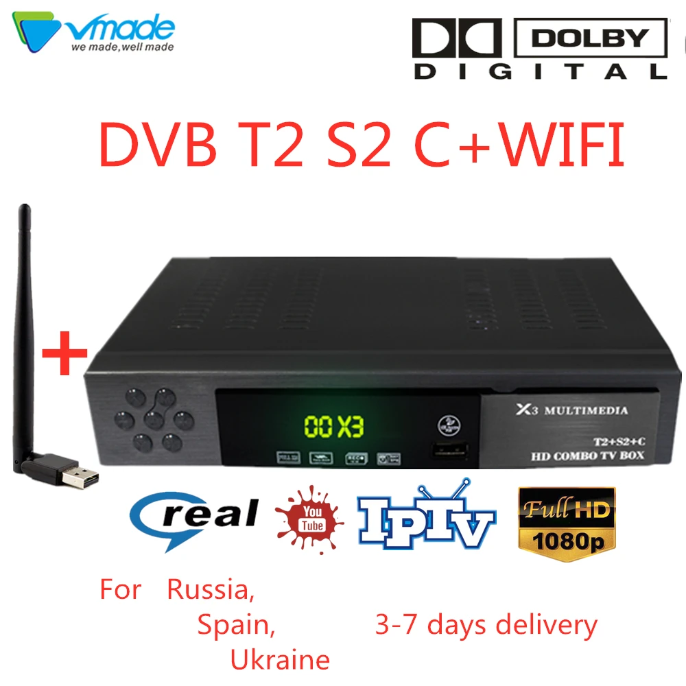 

Full hd DVB-T2 S2 DVB-C 3 in 1 Combo HD Digital Terrestrial Satellite Receiver Support Dolby Cccam Youtube Biss IPTV set top box