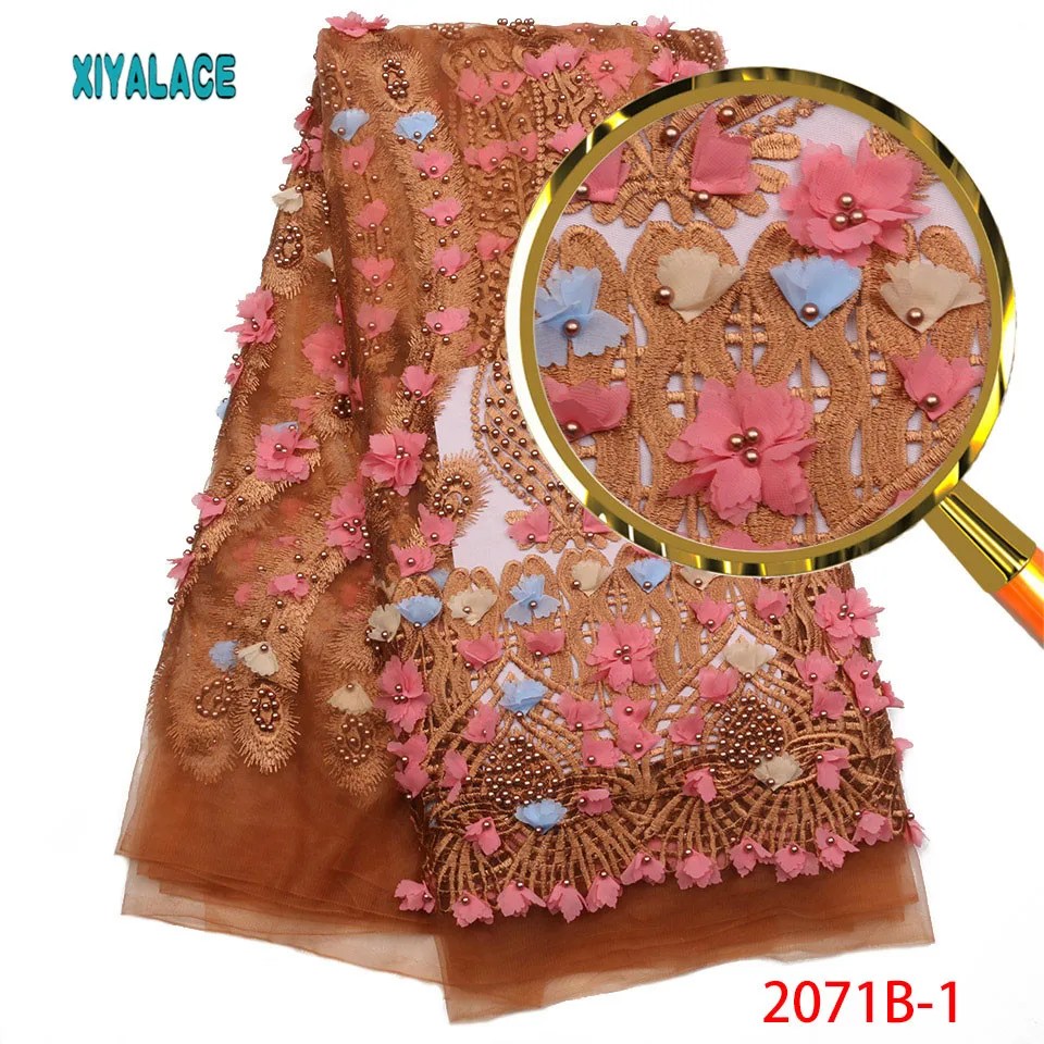 

Latest african laces 2019 3d lace fabric embrodiery lace fabric for african french lace fabric For Bridal dress 5yard 2071b