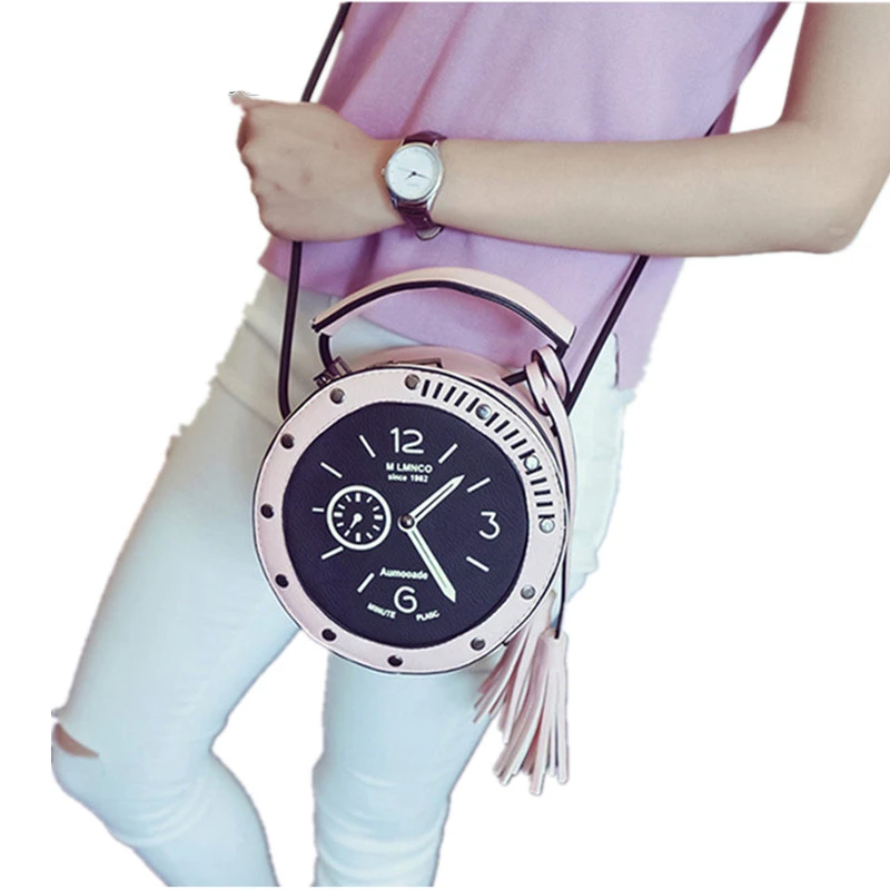 Женская креативная сумка на плечо с будильником и геометрическим узором на молнии, сумка в виде часов, модная школьная сумка для девочек