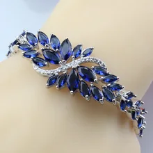 9-Цвет Цветок 925 пробы Серебряные ювелирные изделия голубой циркон регулируемая ссылка браслет-цепочка Длина 20 см классические украшения