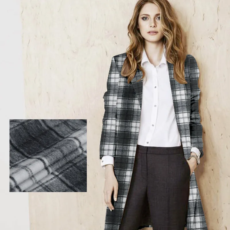 

Black and white gray color wool elegant pattern fabric fashion autumn and winter wool clothing fabrics