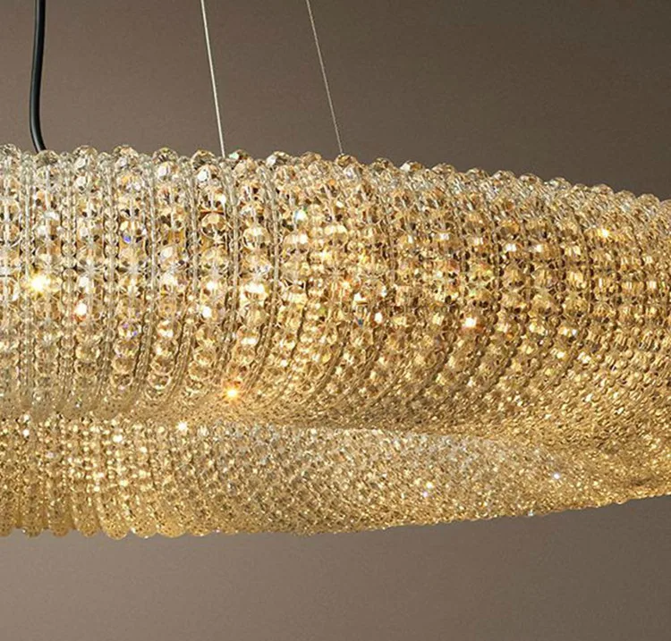 Американский RH Crystalhalo блеск де Cristal Led легкий круглый кулон K9 кристалл Лофт Ресторан минимализм шнур Подвесная лампа