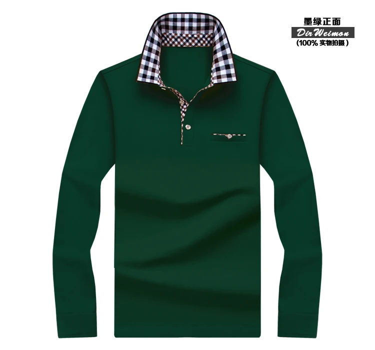 Мужская рубашка-поло, мужские однотонные рубашки с длинным рукавом, Camisa Polo Masculina, повседневные хлопковые полосатые рубашки, большие размеры, S-10XL, новые брендовые футболки - Цвет: Зеленый