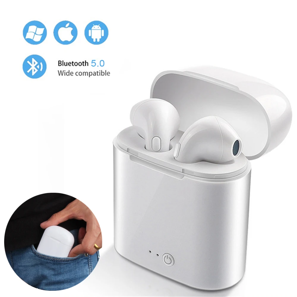 

i7s TWS Wireless Earbuds Sport Bluetooth Earphone With Charging Box Mic Stereo Android Headset For All Smart Phone