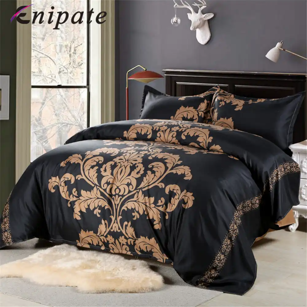 Enipate 3 Pcs Luxury Floral Duvet Cover Set Europe Style King Size