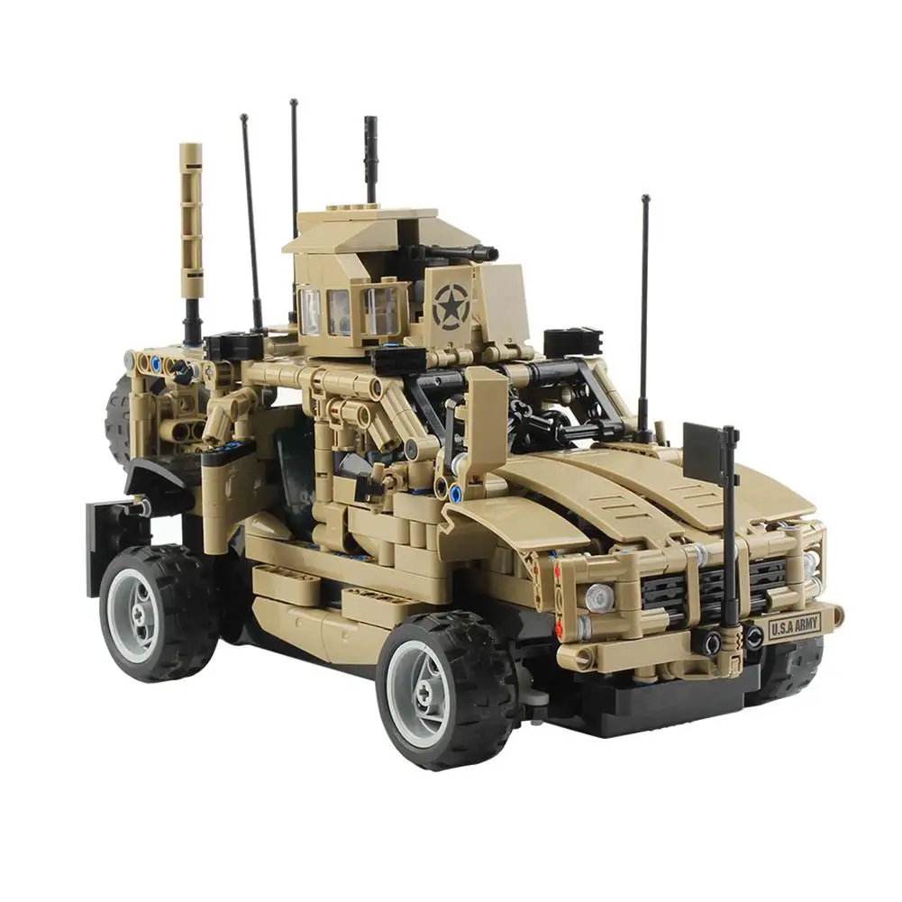 

653 PCS 1:12 2.4G Rc Car RC Building Block Brick Armored Assault Military Car DIY Kit Remote Control Car