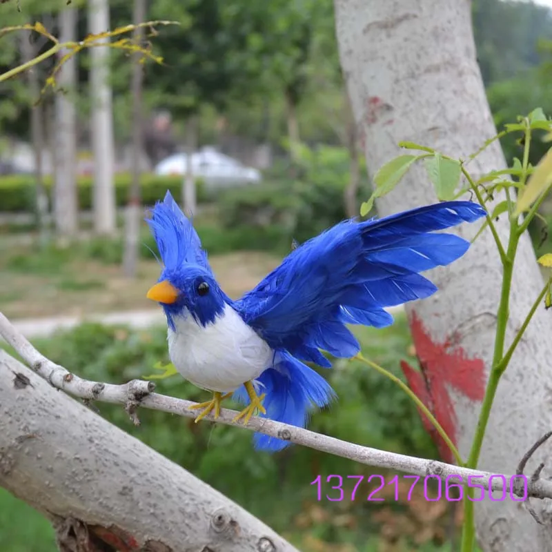 Blue Foam Spread Wings Birds Garden Sculpture Home Ornament Creative Gifts