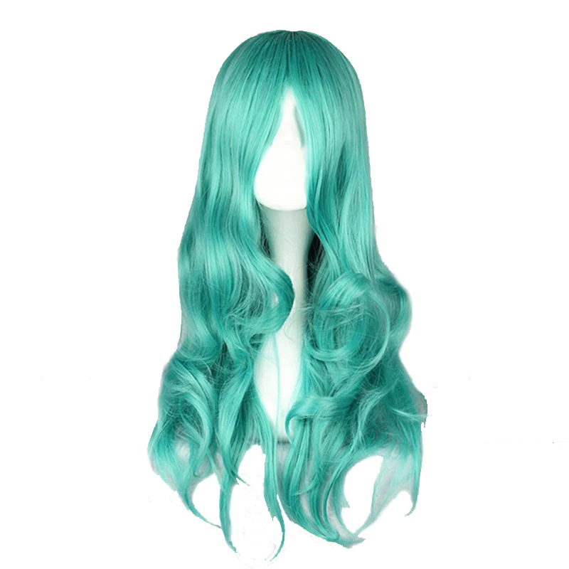 Аниме Sailor Moon Neptune Kaiou Michiru зеленый длинный волнистый вьющийся парик карнавальный костюм термостойкие