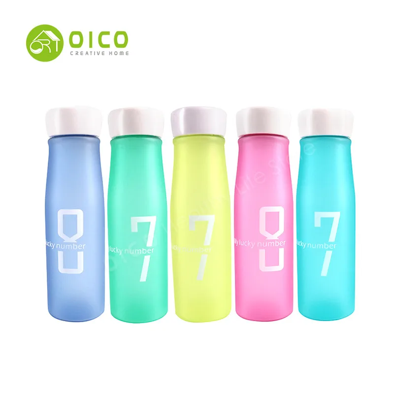 OICO 530ml Colorful Lucky Number Handy Bottle Sports Kettle Frosted