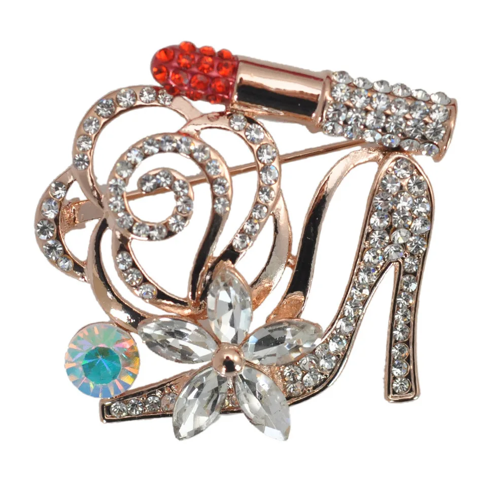 

XZ31 High heels Lipstick camellia luxury brand lapel pin and brooches broche broach jewelry for women clothing