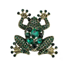 UALGL Fashion Jewelry Crystal Brooch Vintage Rhinestone Insect Frog Brooch Pins Broche De Rana El Principe De La Rana For Women