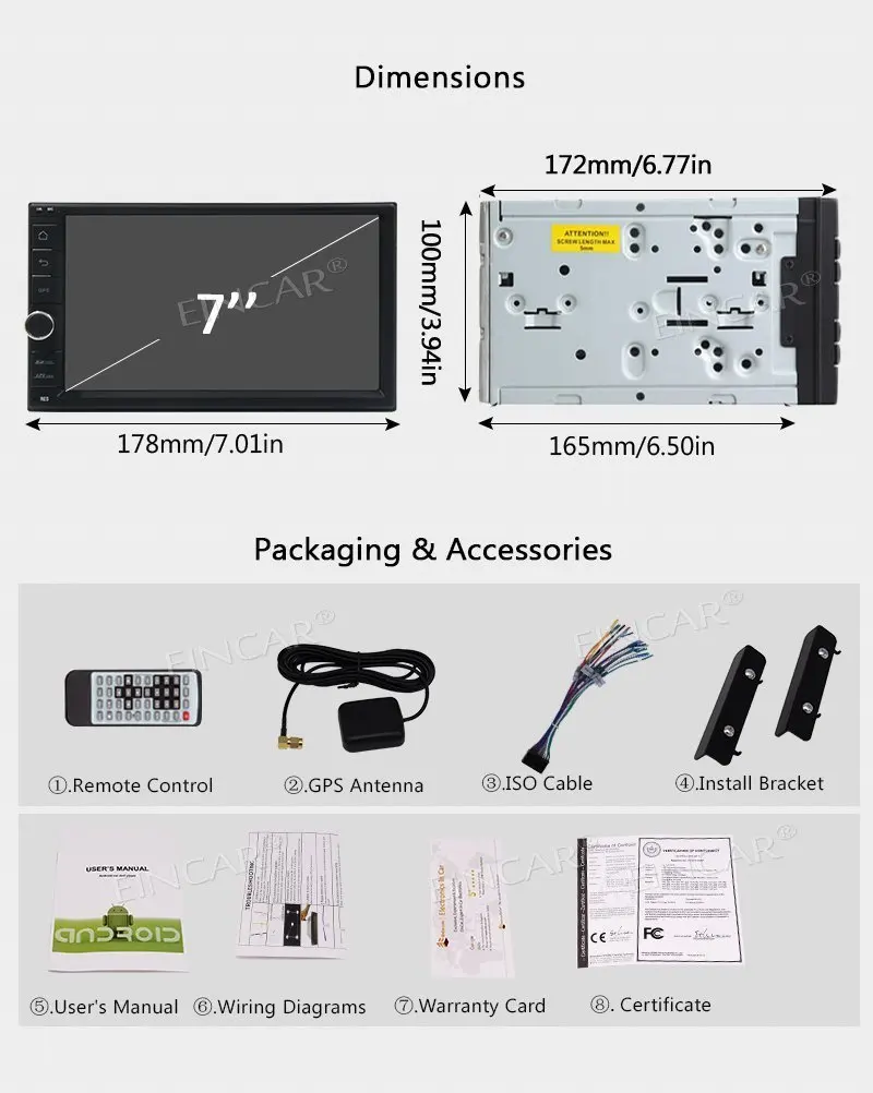 Sale Qcta 8 Core 7" 2 Din Android 7.1 Car NO-DVD gps Radio Multimedia Player 1024*600 Universal GPS Navigation autoradio Stereo Audio 5