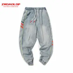 ZROADLOP брендовые Новые хип-хоп мужские джинсовые шаровары узкие теплые брюки карго джинсы высокого качества осень-зима джинсы стекаются