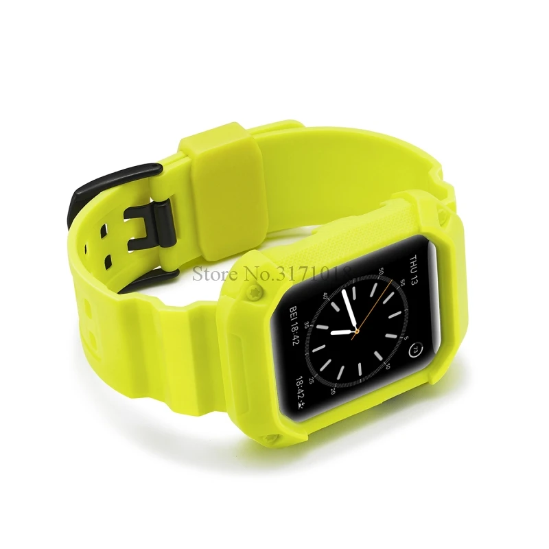 Спортивный ремешок для apple watch 3 42 мм 38 мм серии 3/2/1 запястье браслет резиновый ремешок для часов с полной Защитный чехол Frame