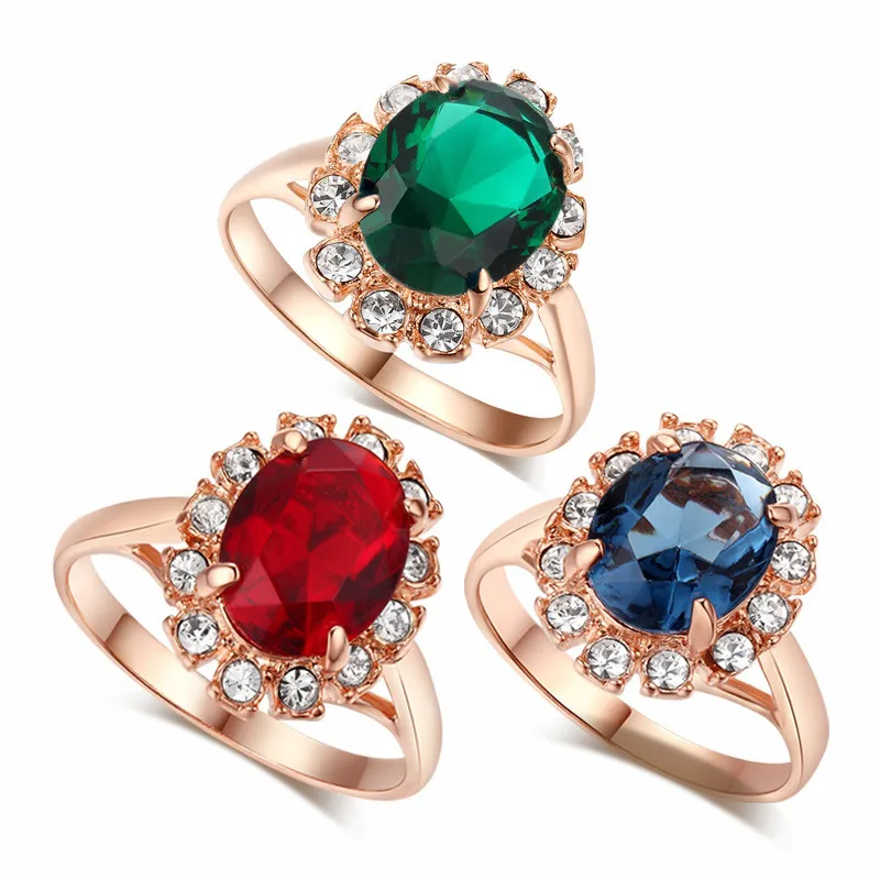 CC Ювелирные изделия, модные ювелирные кольца для женщин, роскошный зеленый камень, розовое золото, цвет невесты, обручальные кольца, обручальное кольцо, Bijoux CC615